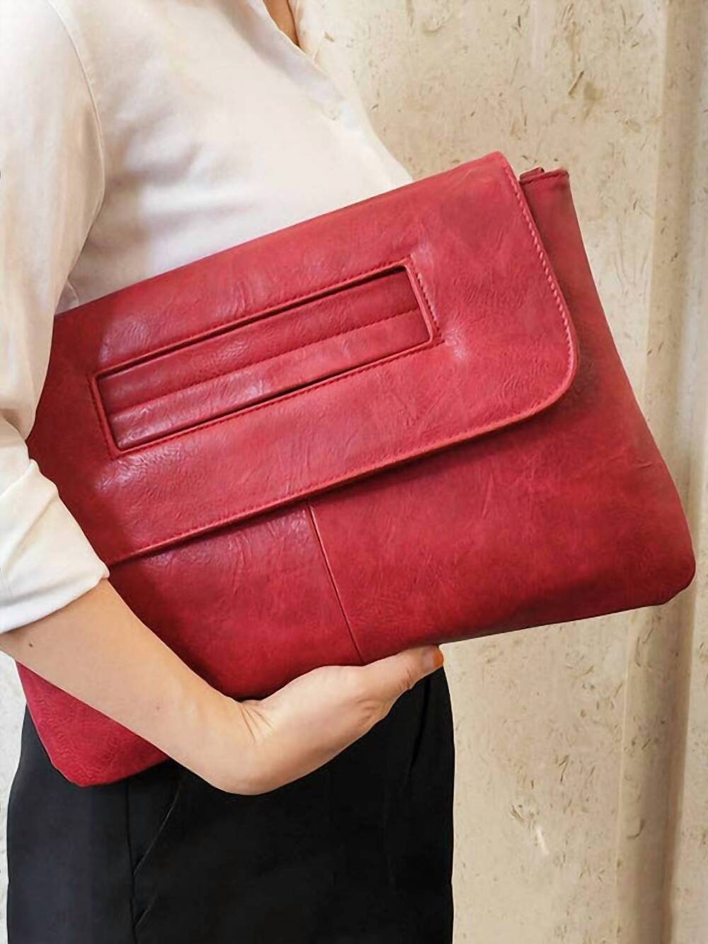 NEW VIVIDLUX women's hollow split-joint crossbody handbags in red